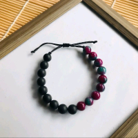 Gelang Black Onyx Mix Rubi Tanzania 8mm Serut Box Beludru