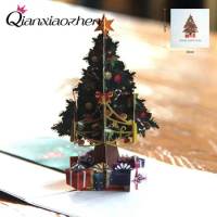 Qianxiaozhen 3D Christmas Cards Christmas Tree Merry Christmas Cards Gift Card Christmas Decoration (With Free Envelopes)