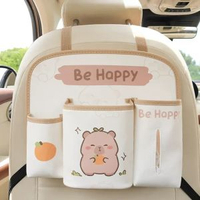 藍雨汽車椅背收納袋創意水豚車內建物袋卡通實用多功能車載垃圾桶