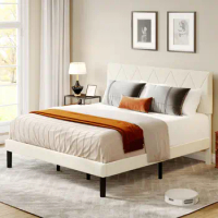 Full /Queen /King Size Bed Frame Upholstered Platform with Headboard Wood Slats Durable polyester fabric comfort and relaxation