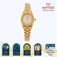 Mirage Jam Tangan Wanita Permata Analog RX 1580 L Gold Original Stainless Plat Putih