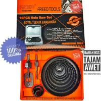 Hole Saw Kit Set 16 pcs Heavy Duty / Mata Bor Holesaw Pelubang Kayu Pipa Paralon PVC Hidroponik Dril