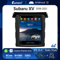 Eunavi 10.4 inch Car Radio Android 12 Tesla Style IPS GPS Multimedia Player For Subaru forester XV 2018-2021 DSP 32EQ Carplay
