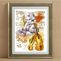 Embroidery Package High Quality Cross Stitch Kits Unopen Luxurious 1 Piece Beethoven Music Free Shipping