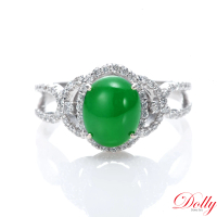 【DOLLY】14K金 緬甸老坑綠冰種翡翠鑽石戒指(007)