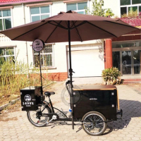 Europe Style 3 Wheel Coffee Tricycle With Battery Operated Electric Coffee Bike Cafe Cart For Sale