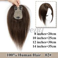 FC8-14 Inch Real Natural Brown Human Hair Topper 7x11cm Base Net Natural Scalp Top to Hide Bald or W