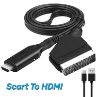 30pc Scart To HDMI Converter Cable HDMI to Scart Conversion Line Audio Video Adapter for HDTV DVD Set-top Box PS4 PAL NTSC TV