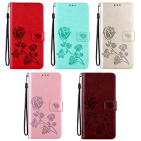 Case For Samsung Galaxy A04E A14 A24 A34 A54 A05 A05S A15 Cover PU Leather 3D Rose Elegant Flip Wallet Cases Mobile Phones Case