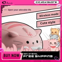 Akko Cat Gaming Mouse 2.4g Wireless Bluetooth 2 Mode Cat Cute Creative Pink Mice 1200dpi Office Girls Mouses For Laptop Pc Gift