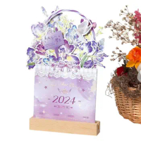 Flower Desk Calendar Flower Design Desktop Calendar Memo Sheet Creative Detachable Decorative Household Monthly Planner For