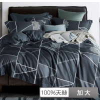 【貝兒居家寢飾生活館】60支100%天絲三件式枕套床包組  裸睡系列 時間誌(加大)