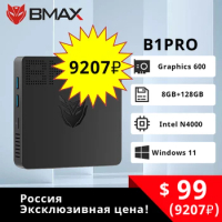 BMAX Mini PC B1PRO Windows 11 Pro 8GB RAM 128GB ROM N4000 Micro Desktop Computer Dual-Band WiFi mini pc HDMI VGA M.2 Slot