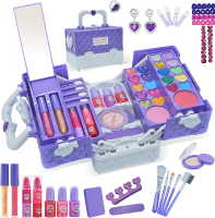 Girls Childrens Makeup Set - 52 Childrens Safe Washable Cosmetics Real Girl Makeup Set Toddler M