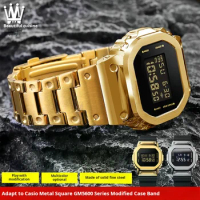 For Casio G-SHOCK GM-5600 small block Black gold metal bezel Stainless steel watch case Watchband man watch strap Free tools