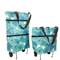 Folding Shopping Pull Cart Trolley Bag With Wheels Food Organizer Vegetables Bag Foldable Shopping Bags Reusable Grocery Bags