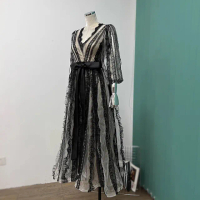 【MintAriel】輕奢著衣★福利品★晚宴婚禮派對晚會尾牙婚紗拍攝晚禮服/洋裝-雪紡哥德風蕾絲裙★(退貨瑕疵)