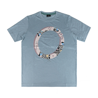 Paul Smith 黑字LOGO斑馬粉色PS立體圓環純棉短袖T恤(男款/淺藍x多色)