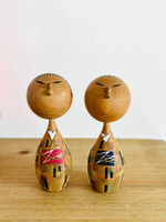 日本昭和 鄉土玩具民蕓 可愛嘟嘴木芥子木偶人形置物擺飾
