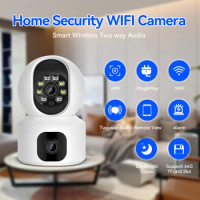 4K Dual Lens WiFi Camera Baby Monitor Auto Tracking Ai Human Detection Indoor Home Security CCTV Video Surveillance