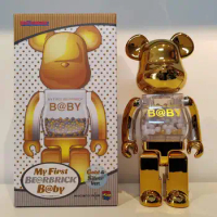 Bearbrick 400% 28CM Electroplated Gold and Silver Qianqiu Building Blocks Bear Tide Play Doll Doll Violent Bear Decorative Doll