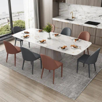 Modern light luxury rock plate dining table and chair northern European Italian minimalist marble dining table dining table larg
