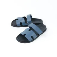 Sandal HERMES CHYPRE EPSOM BLACK BLUE SANDAL 100% ORIGINAL 43