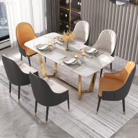【意大利輕奢風格】大理石餐桌椅長方形組合家用新小戶型吃飯桌子