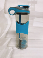 如新Nuskin TR90奶昔杯水壺水杯 帶吸管  搖搖杯藍色