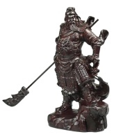 【開運方程式】黑紫檀關公 武財神佛像胄甲戰袍精雕款(木雕 招財開運擺件 陽宅風水)