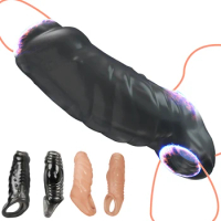 Reusable Male Penis Cock Rings Sleeve Enlarger Extender Delay Ejaculation Sex Toys For Men Couples Sexy Shop Sex Delay Products