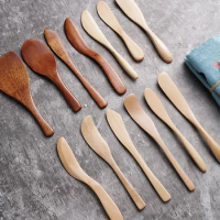 1Pc High Quality Knife Style Wooden Mask Japan Butter Knife Marmalade Knife Dinner Knives Tableware with Thick Handle