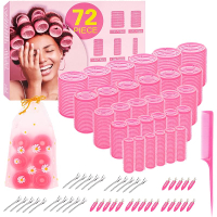 72Pcs Hair Rollers Set 5 Size Self Grip Hair Curlers for Blowout Look Long Medium Short Hair and Thi