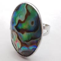 Natural New Zealand Abalone Shell Finger Ring Size 8-9 Jewelry For Woman Gift X428