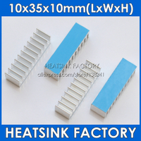 10X35X10Mm Silver Aluminium Cooling Heat Sink Cooler Radiator With Thermal Double Sided Heat Transfer Tape Pad
