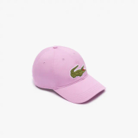 【LACOSTE】中性款-可調節有機棉帆布帽(粉紅色)