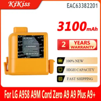 3100mAh KiKiss Battery EAC63382201 For LG A9PETNBED2X A9PETNBED A9MULTI A958 A9M Cord Zero A9 Plus A9Plus A9+ Bateria