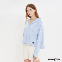 Hang Ten-女裝-恆溫多功能-冰絲涼感高彈遮陽防曬針織斗篷外套-冰藍
