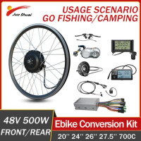 Electric Ebike Conversion Kit Mountain Bike Ebike Kit 500W Brushless Hub Moter Wheel with LCD/SW900 Suit for Camping and Fishing