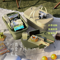 【QHL 酷奇】戶外露營可折疊手提收納野餐籃(收納箱/手提籃/水盆/摺疊桌)