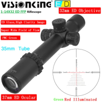 Visionking 1-14x32 ED FFP Riflescope Illuminated Sniper Targeting Outdoor Hunting Airsoft HD Side Focus Shockproof Optical Sight