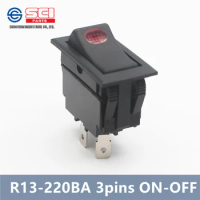 taiwan SCI R13-220 DC rocker switch/Lawn mower switch/ON-OFF 3pins SPST with Lighter/12V 20A 24V 10A DC/power switch