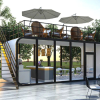 20FT/40FT Luxurious Prefabricated Modular Sea View Sun Room, Beach Room, Apple Cabin Bar Office Pod,Container Booth
