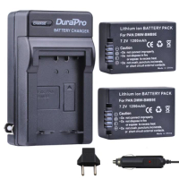 DuraPro 2pcs DMW-BMB9 DMW-BMB9E Battery + Car Charger for Panasonic Lumix DMC FZ40K FZ45K FZ47K FZ48K FZ60 FZ70 FZ100 FZ150