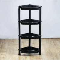 【COD】 Corner Shelf, 4 Tiers, Black No.315/4, Black Bathroom Shelf. Plastic Shelf Rack