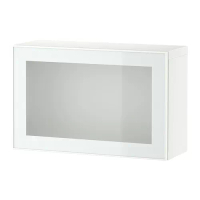 BESTÅ 上牆式收納櫃組合, 白色 glassvik/白色/淺綠色 霧面玻璃, 60x22x38 公分