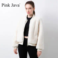 PINK JAVA QC20049 new arrival women winter coat faux fur jacket fake rabbit fur bomber jacket