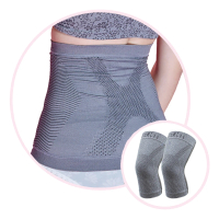 京美 2件組 長效支撐X型舒緩護膝1雙2入+銀纖維極塑護腰1件