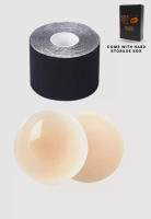 Kiss & Tell Premium Non Adhesive Nubra Nipple Cover and 5cm Body Tape Invisible Breast Lifting and S