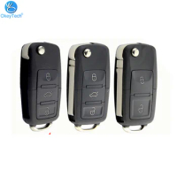 OkeyTech 2/3 Button Car Remote Flip Folding Key Shell Case Fob For V W Volkswagen Passat Polo Golf Touran Octavia With Blade